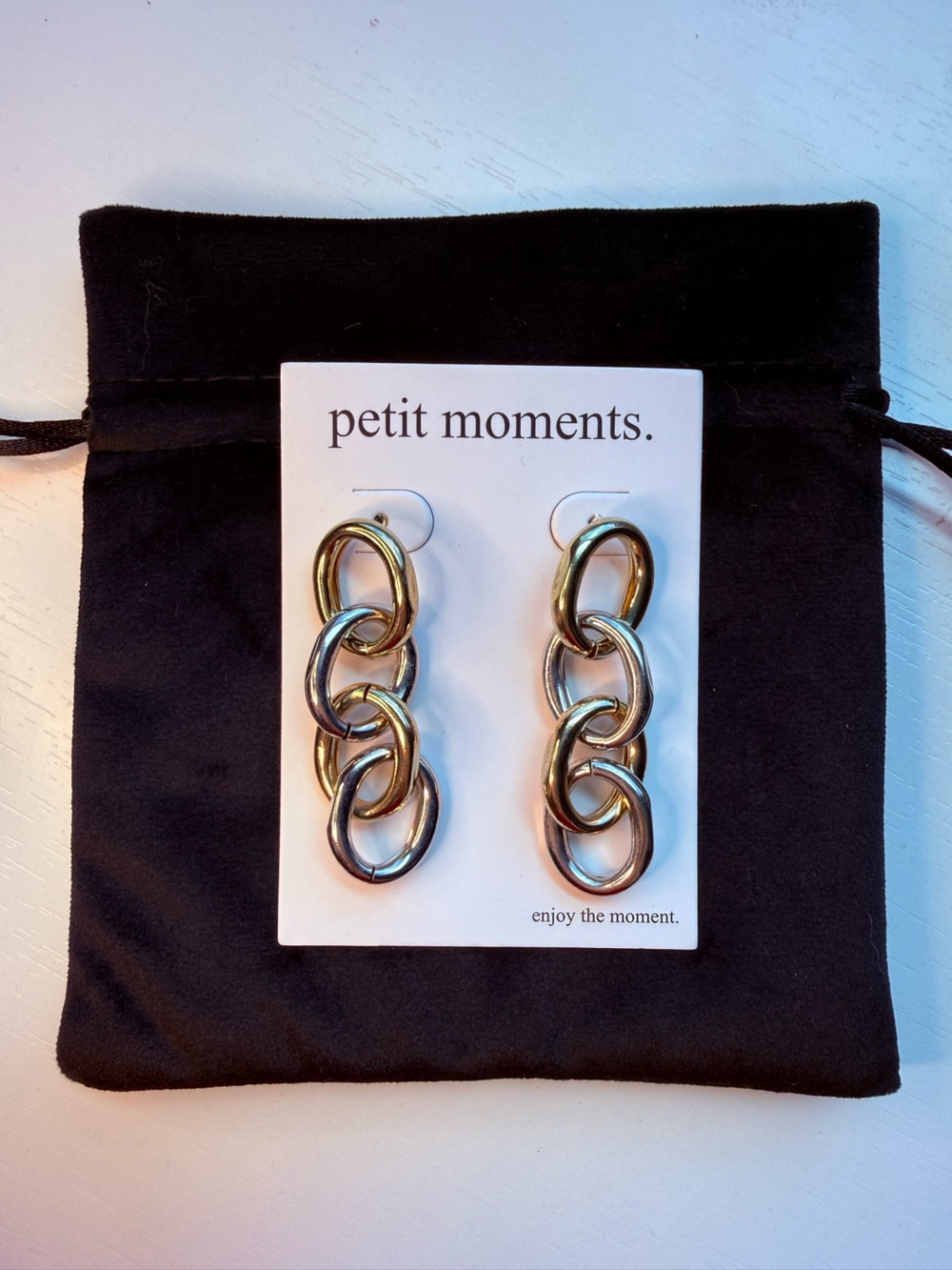 petit moments Two-Tone Chain Link Drop Earrings - Gold & Silver